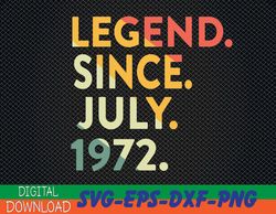 50 Years Old Vintage Legend Since July 1972 50th Birthday Svg, Eps, Png, Dxf, Digital Download