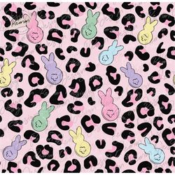 pink leopard print and easter bunny png pattern, easter seamless pattern, repeating pattern for commercial use, png and