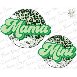 Mama Mini PNG, St. Patrick's Day Mama Png, Matching Designs, Retro St. Patty's Day Png, Green Leopard Mama Png, Mom Png,