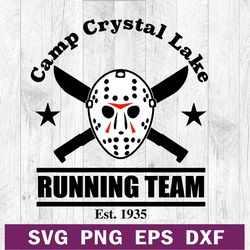 Camp crystal lake running team SVG PNG file, Jason voorhees mask SVG, Jason voorhees halloween funny SVG