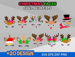 Christmas Reindeer Faces SVG Bundle, Reindeer SVG, Boy Reindeer Svg, Girl Reindeer SVG, Christmas 2024 Svg, Cute 20