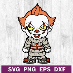 Pennywise chibi horror movie SVG PNG file, Pennywise halloween SVG, Horror character halloween SVG