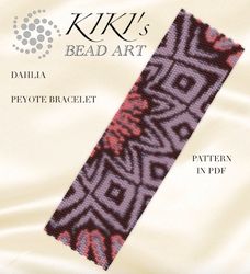 Peyote bracelet pattern Dahlia flower Peyote pattern design 2 drop peyote in PDF instant download DIY