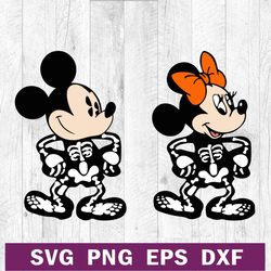 Mickey and minnie skeleton halloween SVG PNG file, Disney halloween SVG, Mickey and Minnie SVG
