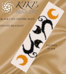 Peyote bracelet pattern Black cats Peyote pattern design 2 drop peyote in PDF instant download DIY