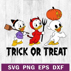 Huey, Dewey, and Louie Disney halloween SVG PNG file, Trick or treat SVG, Disney halloween SVG