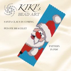 Peyote bracelet pattern Santa Claus is coming Peyote pattern design 2 drop peyote in PDF instant download DIY