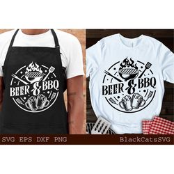 Beer and BBQ svg, Barbecue svg, Grilling svg, Dad's Bar and Grill svg, Father's day gift svg, BBQ Cut File, Funny Apron