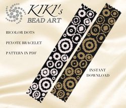 Peyote bracelet pattern Bicolor dots Peyote pattern design 2 drop peyote in PDF instant download DIY