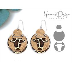 Cow Leather Earring Svg, Texas Faux Earring Shapes Svg File for Cricut, Cowboy Layered Earring Template Svg Instant Down