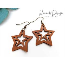 Star Shape Geometry Leather Earring Svg Template for Cricut, Faux Leather Earrings Svg Instant Download