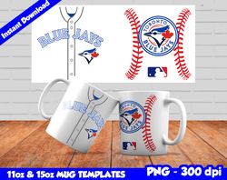 Blue Jays Mug Design Png, Sublimate Mug Template, Blue Jays Mug Wrap, Sublimate Baseball Design Png, Instant Download