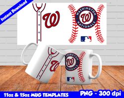 Nationals Mug Design Png, Sublimate Mug Template, Nationals Mug Wrap, Sublimate Baseball Design Png, Instant Download