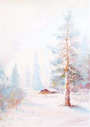 Snow Painting ORIGINAL OIL PAINTING on Canvas, Landscape Painting Original, Glacier National Park Art by "Walperion"
