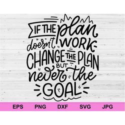 if the plan doesn't work change the plan but never the goal svg, positive affirmations concept rules inspiration quotes