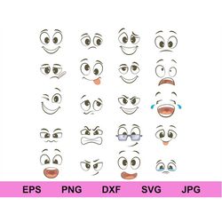 lovely kawaii eyes and mouths face expressions set of collection bundle svg icon, cute face expressions svg collection c
