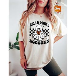 Fall Shirt, Ghost Shirt, Read More Booooks Shirt, Ghost Reading Books Bookish Fall Shirt, Fall Tshirt for Book Lovers, R