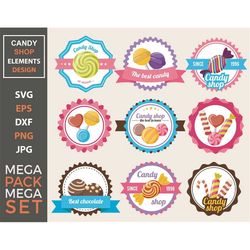 candy shop logo icon sign bundle design svg, candy svg, candy clipart logo, candy shop svg, digital download files