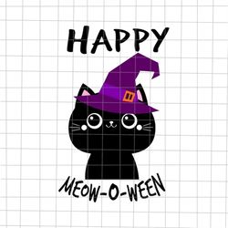 Happy Meow O Ween Svg, Black Cat Witch Svg, Black Cat Halloween Svg, Cute Cat Witch Halloween Svg, Skeletons Svg