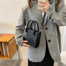 Women's Fashion Simple Solid Color Stone Pattern Crossbody Bag