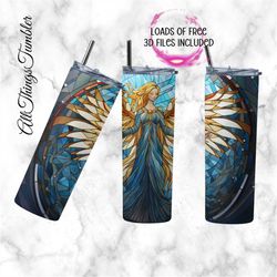 20 oz Angel Stained Glass Sublimation, Angel Stained Glass Pattern Tumbler PNG