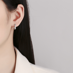 925 Sterling Silver U-shaped Row Diamond Earrings Female Fashion Love Hollow Earrings Personality Design Ins Temperament