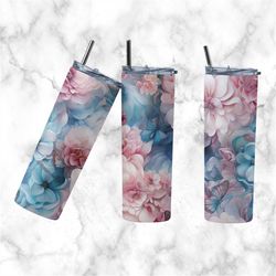 Butterfly Flowers 20oz Skinny Tumbler Sublimation Design, Straight Tumbler Wrap, Instant Digital Download PNG