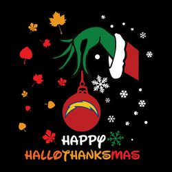 Happy Halloween Thanksgiving Christmas Grinch Los Angeles Chargers,NFL Svg, Football Svg, Cricut File, Svg