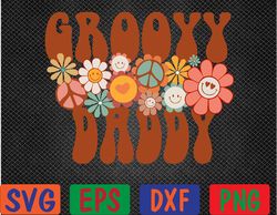 Groovy Daddy Retro Matching Family Baby Shower Father's Day Svg, Eps, Png, Dxf, Digital Download