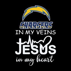 In My Veins Jesus In My Heart Los Angeles Chargers,NFL Svg, Football Svg, Cricut File, Svg