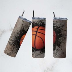 Basketball Tumbler Wrap - Straight - Sublimation Design - 20oz Tumblers - Tumbler Designs - Drink Cup - Sports PNG