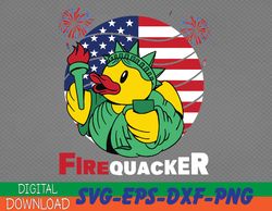 Funny Fourth of July USA Patriotic Firecracker Rubber Duck Svg, Eps, Png, Dxf, Digital Download