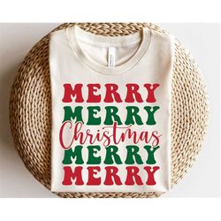 Merry Christmas svg, Christmas quote svg, New year svg, Holiday shirt svg, Retro Christmas svg, Vintage wavy letters, Qu