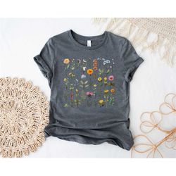 Wildflowers Shirt, Wild Flower Shirt, Floral Shirt, Botanical shirt, Flower Shirt, Womens Flower Tshirts, Womens Wildflo