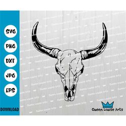 Bull Skull SVG, Cow skull PNG, instant digital download files for Cricut and silhouette, sublimation Design Eps Jpg DXF,