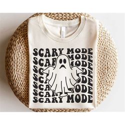 Ghost svg, Scary mode svg, Spooky season svg, Cute ghost outline svg, Scary ghost shirt png, Retro Halloween svg, Funny
