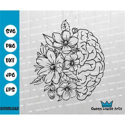 Wildflower brain SVG png dxf design, Mental health matters SVG file Cricut, Wildflowers SVG, Flower brain Digital downlo