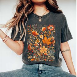 Fall Floral Shirt, Womens Fall Shirts, Fall Wildflowers Autumn Shirt, Fall Flowers Shirt, Fall colors Shirt, Womens Fall