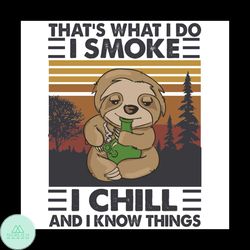 That Is What I Do I Smoke I Chill And I Know Things Svg, Sloth Svg, Trending Svg, Sloth Smoke Svg, Sloth Chill Svg, Smok
