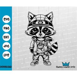 Cute raccoon svg,Cool raccoon hip hop hipster svg,raccoon wearing street clothes SVG Cricut cut files Digital Instant do
