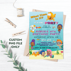 Personalized File Bubble Guppies Birthday Invitations | Printable Bubble Guppies Party Invite, Bubble Guppies | PNG File