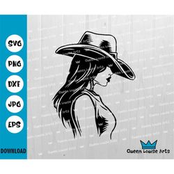 cowgirl svg,png,girl silhouette,cowgirl clipart,cowboy hat,country girl hat svg,digital download cricut cut file vinyl t