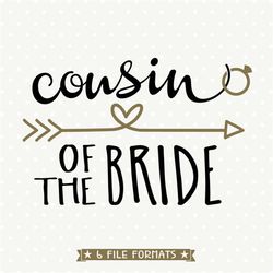 Cousin of the Bride SVG file, Bridal Party Gift, Wedding cut file, Bridal Party Shirt SVG design, Wedding svg, Cuttable