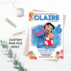 Personalized File Lilo and Stitch Birthday Invitation | Lilo and Stitch Invite | Stitch Birthday Invitation | PNG File