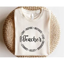 Teacher svg, Teach love inspire svg, Teacher life svg, Teacher shirt svg, School teacher svg, Positive sayings svg, Teac