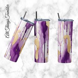 Alcohol ink 20 oz skinny tumbler sublimation design Gold Colorful Seamless digital PNG Straight wrap Waterslide download