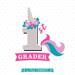 1st Grade SVG, Back to School SVG, Unicorn SVG, 1st Grade Unicorn svg file, Girls First Grade Iron on transfer shirt des
