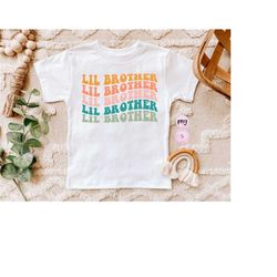 Little Brother PNG, Wavy text, Toddler Shirt png, Retro Brother Sister, Kids Shirt design, Matching Sibling, Toddler Tee