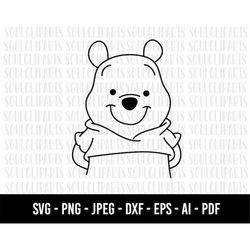 COD982-Winnie the pooh svg, winnie the pooh clipart, outline, cutting files, Pooh face svg, bear Png, shirt files for cr