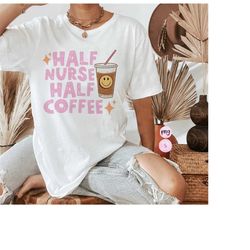 Half Nurse Half Coffee Sublimation Design, Retro Nurse png, Printable PNG, Trendy Sublimation Design,